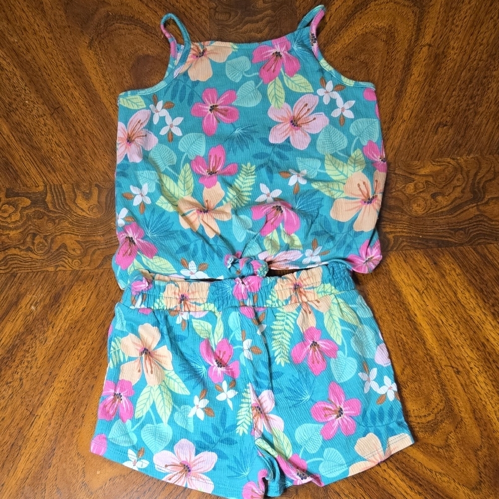 Jumping Beans Blue and Pink Floral Jumpsuit Bottoms